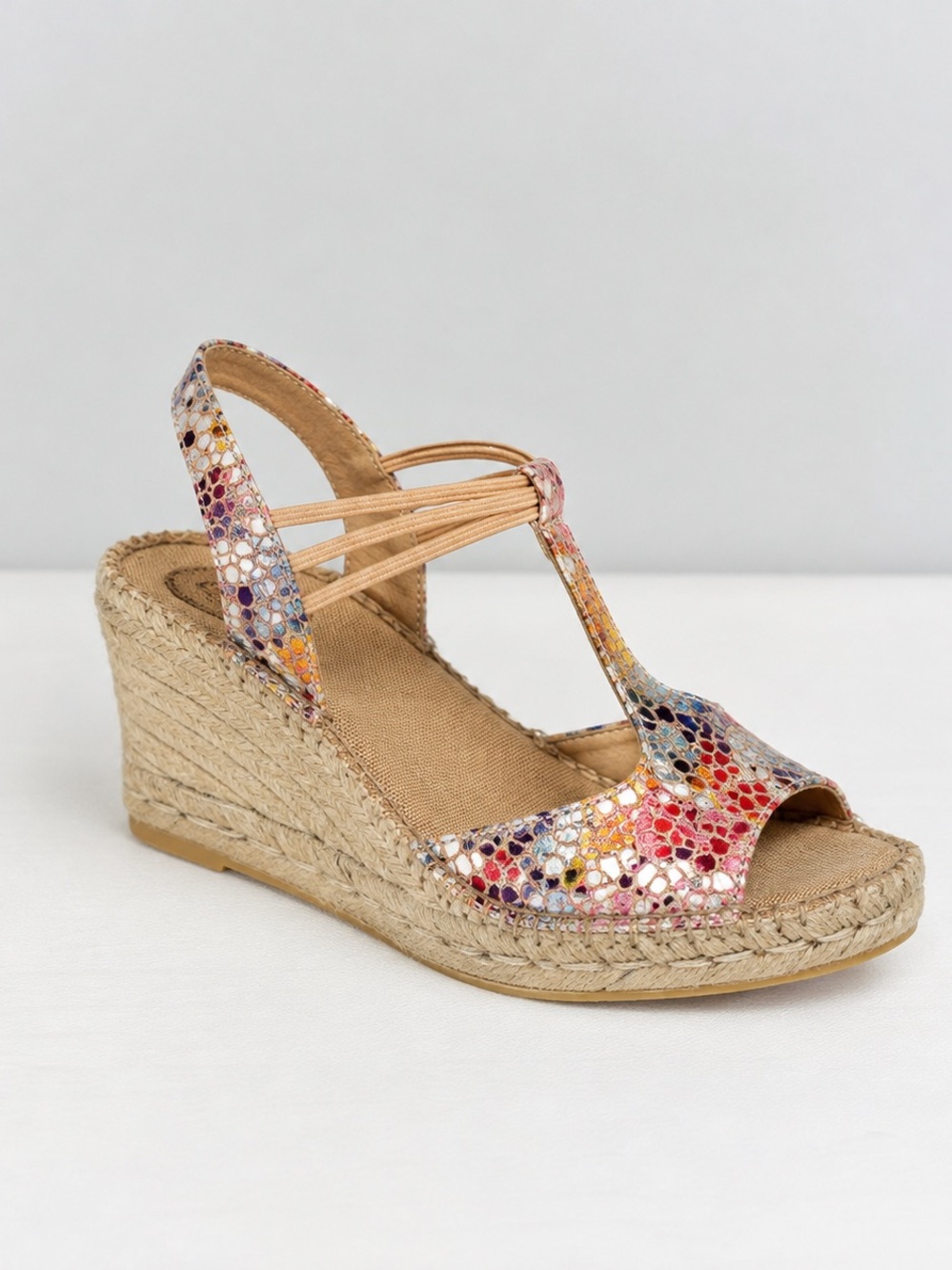 Toni Pons Siros Multicolor Leather Espadrille Wedge Sandals 37